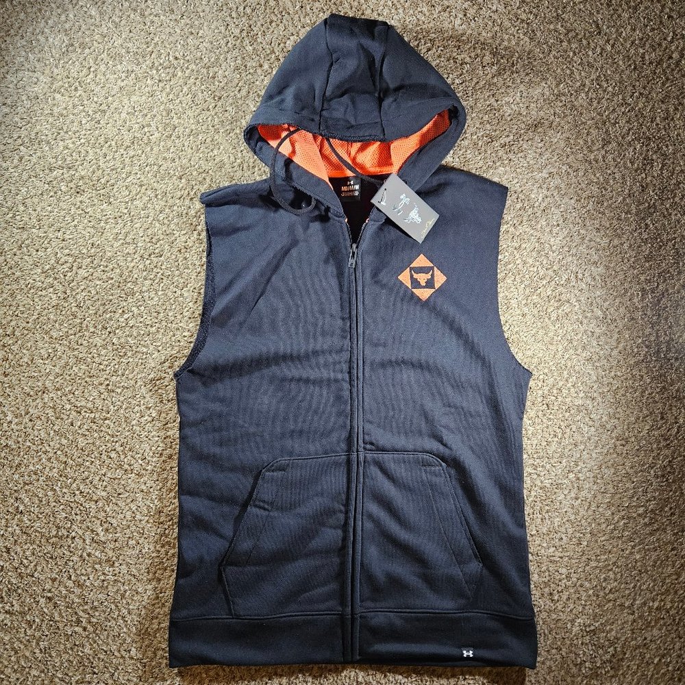 Under Armour Project Rock Terry Sleeveless Full-Zip Hoodie Men's Size M 1377434